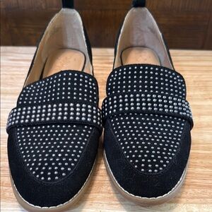 Crown Vintage Black Studded Loafers Flats